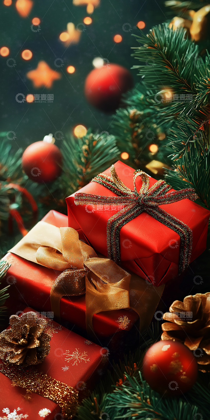 高清大图下载【趣麦麦图】圣诞礼盒背景