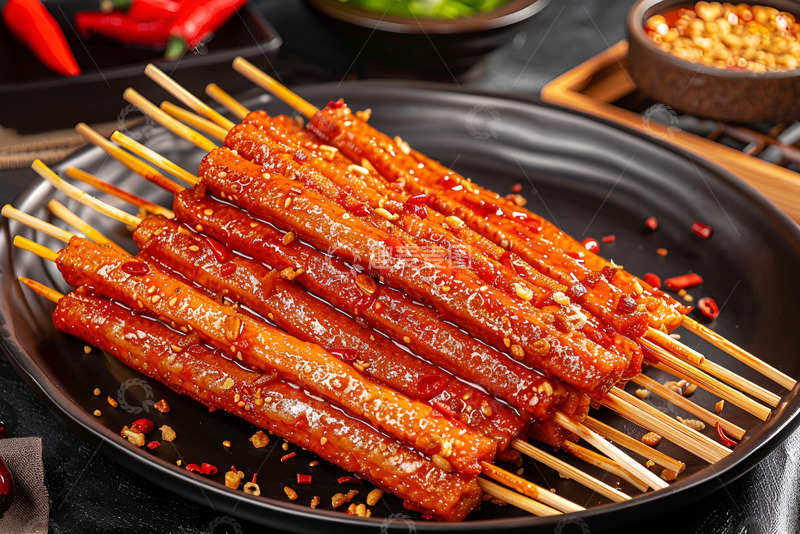 高清大图下载【趣麦麦图】一盘美味的辣条小吃