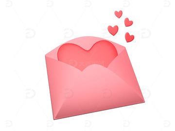 红色爱心展开信封主题