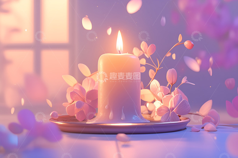 高清大图下载【趣麦麦图】燃烧的一只蜡烛