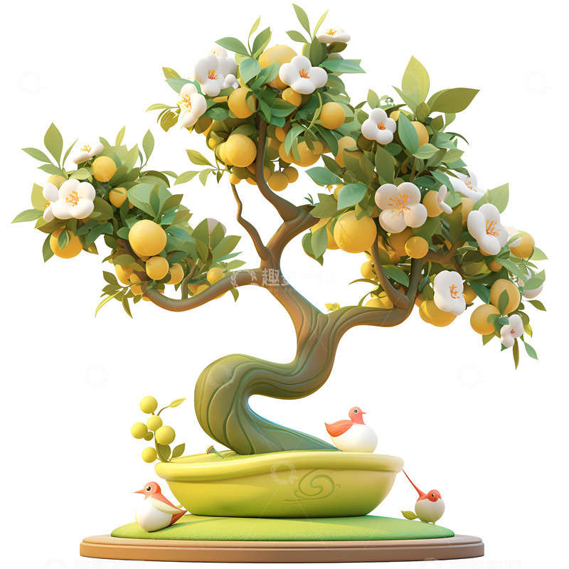 高清大图下载【趣麦麦图】卡通简约一颗橘子树