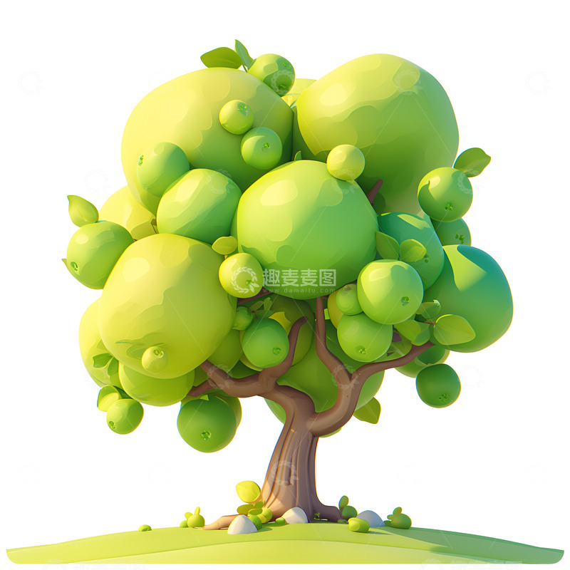 高清大图下载【趣麦麦图】卡通简约球形大树