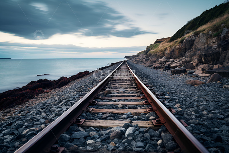 高清大图下载【趣麦麦图】海边绵延的铁路