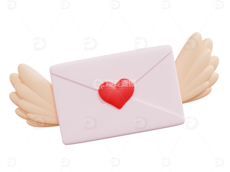 源文件下载【趣麦麦图】爱心红色桃心信笺翅膀爱心