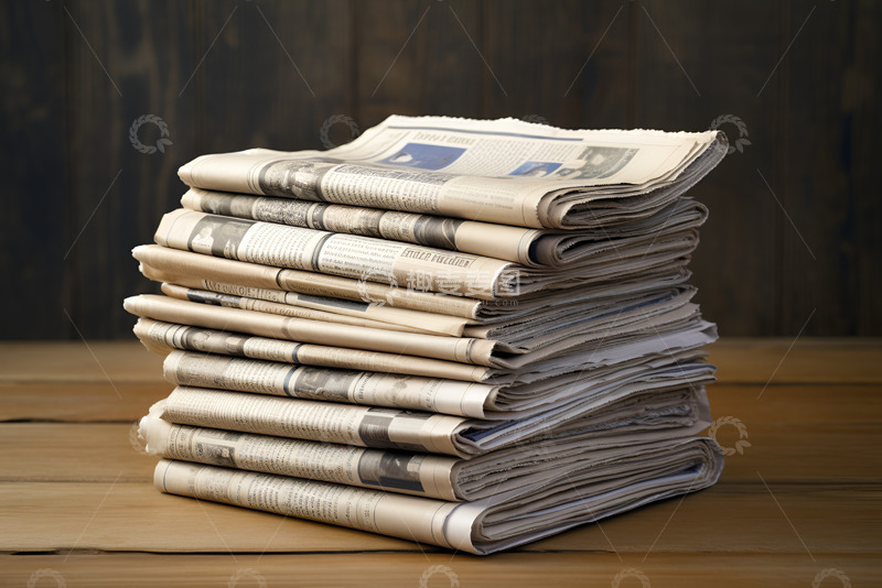 高清大图下载【趣麦麦图】桌面上的一塔报纸
