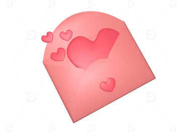 C4D粉色飞爱心信封主题
