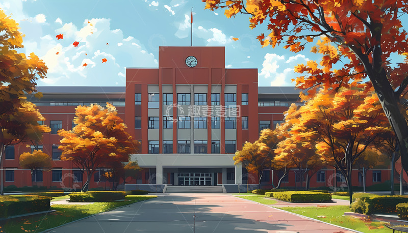 高清大图下载【趣麦麦图】校园的树叶黄了