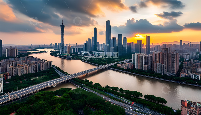 高清大图下载【趣麦麦图】乌云下的广州塔