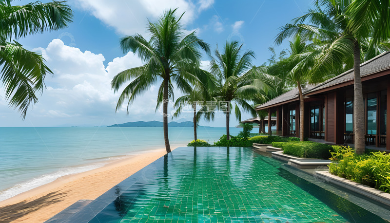 高清大图下载【趣麦麦图】海边美丽的泳池