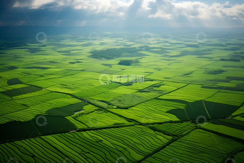 高清大图下载【趣麦麦图】绿色的农田俯视图