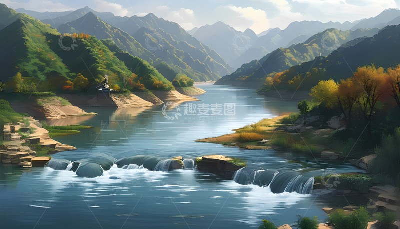 高清大图下载【趣麦麦图】大山里清清的水流