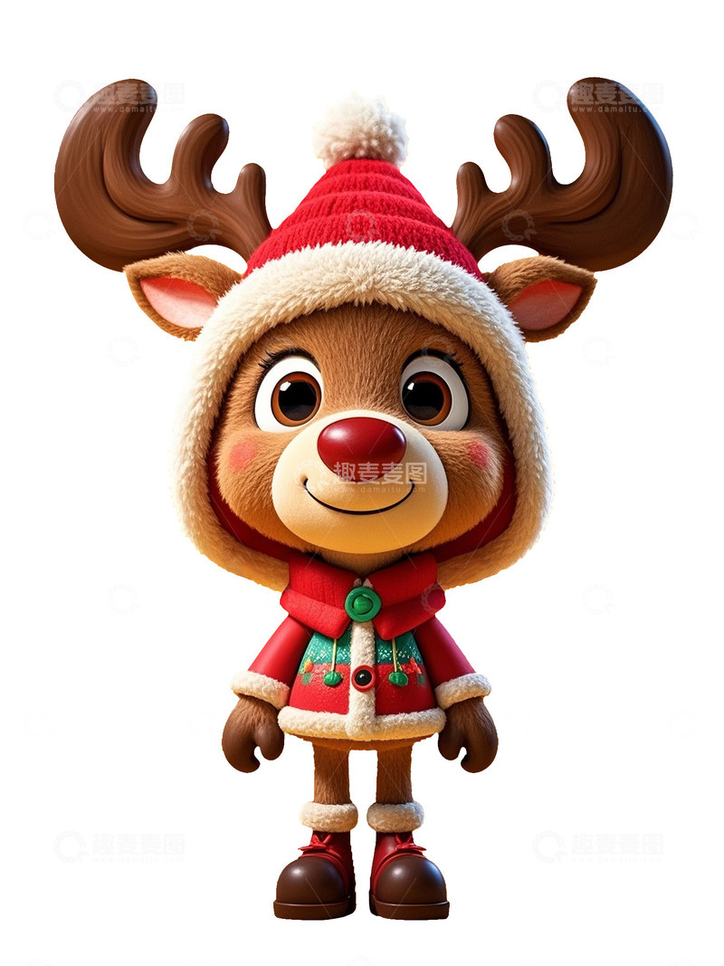 高清大图下载【趣麦麦图】圣诞节卡通毛绒驯鹿麋鹿