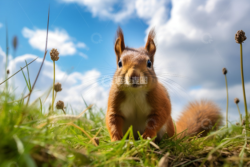 高清大图下载【趣麦麦图】草地上的松鼠