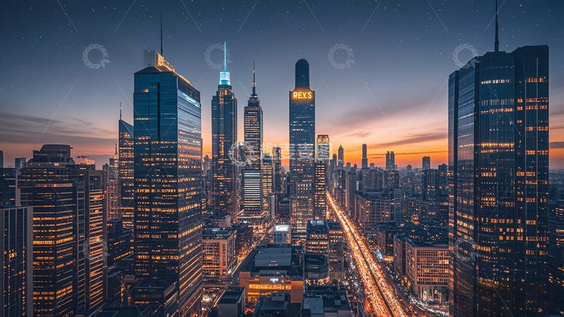 高清大图下载【趣麦麦图】傍晚灯火阑珊的城市