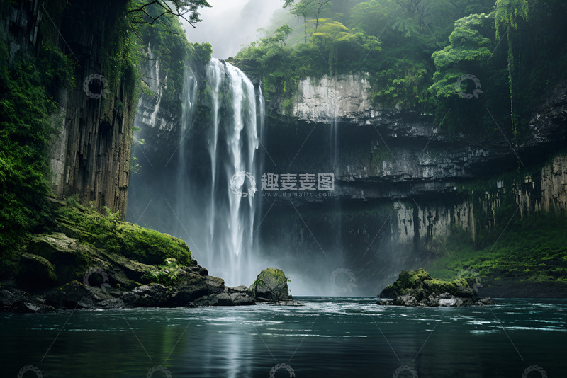 高清大图下载【趣麦麦图】深山里的瀑布水流