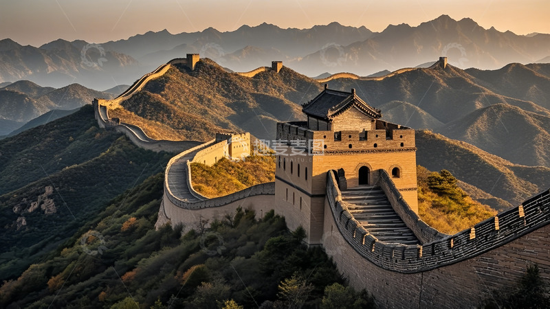 高清大图下载【趣麦麦图】壮观的长城大山