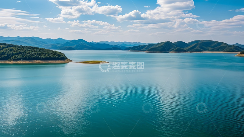 高清大图下载【趣麦麦图】美丽的河水白云