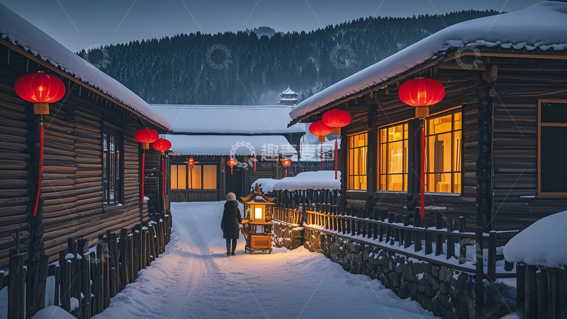 高清大图下载【趣麦麦图】白白的大雪晚上