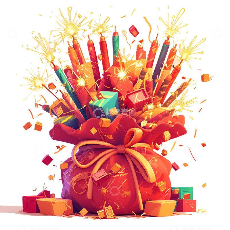 高清大图下载【趣麦麦图】卡通简约一袋爆竹