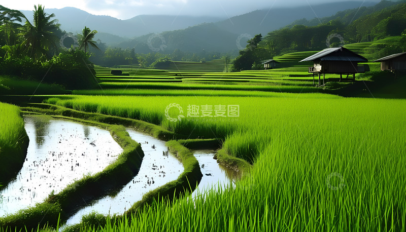 高清大图下载【趣麦麦图】绿油油的稻田