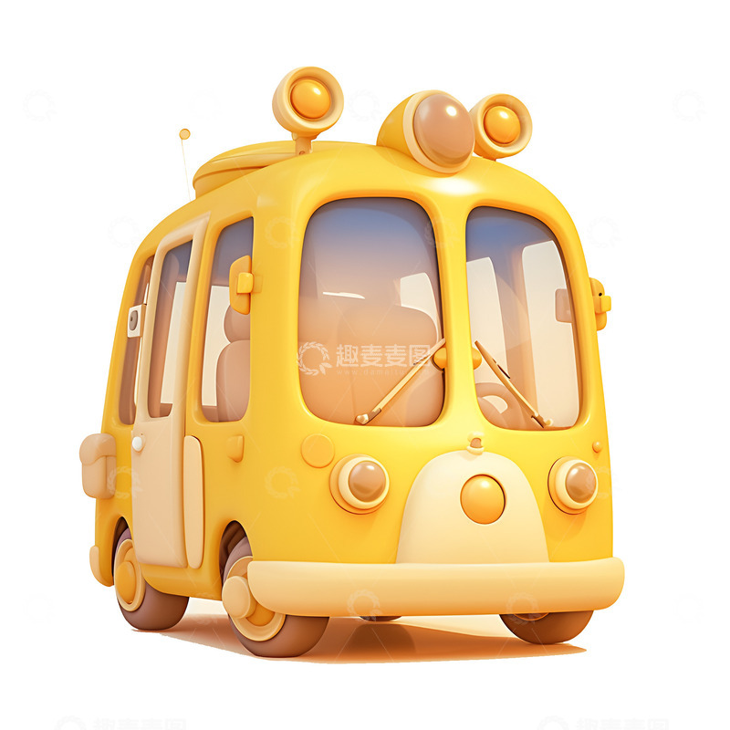 高清大图下载【趣麦麦图】卡通简约黄色的小汽车