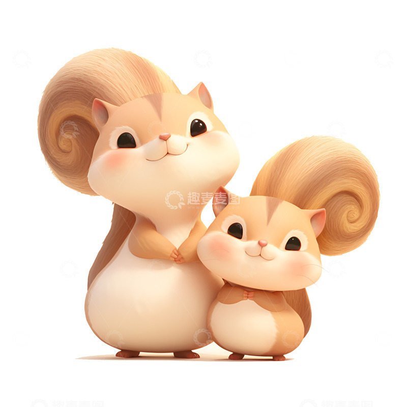 高清大图下载【趣麦麦图】卡通简约两只可爱的小松鼠