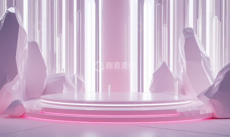 高清大图下载【趣麦麦图】粉色系透明玻璃质感背景