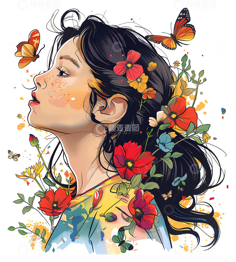 高清大图下载【趣麦麦图】女神女生花素材