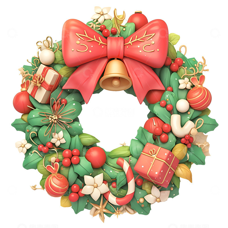 高清大图下载【趣麦麦图】卡通简约圣诞节花圈