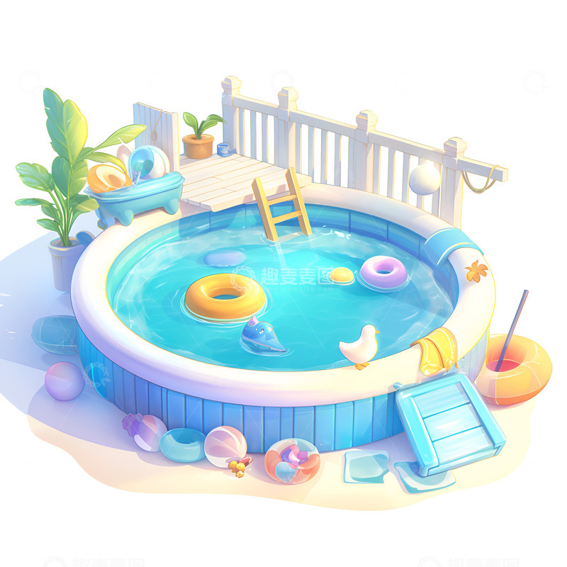 高清大图下载【趣麦麦图】卡通简约小游泳池
