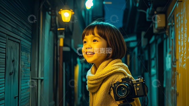 高清大图下载【趣麦麦图】拿着相机的女孩