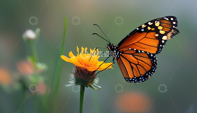 高清大图下载【趣麦麦图】一只可爱的蝴蝶黄色