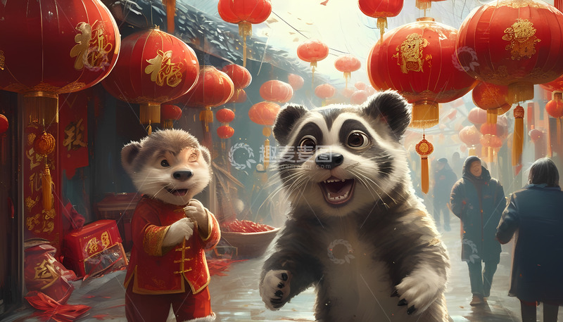 高清大图下载【趣麦麦图】春节的欢乐气氛