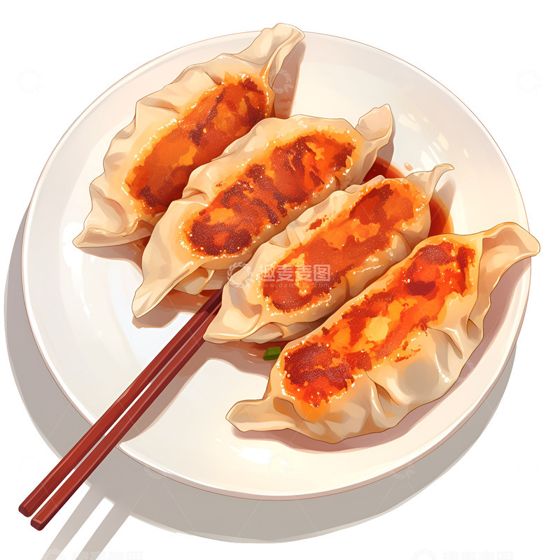 高清大图下载【趣麦麦图】卡通简约煎饺