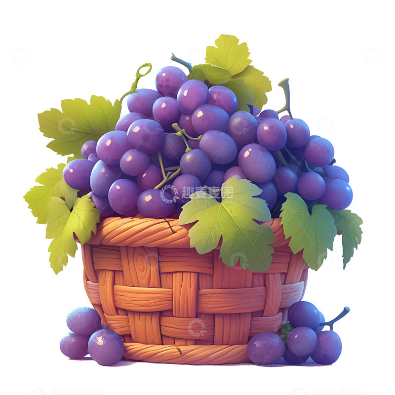 高清大图下载【趣麦麦图】卡通一篮子葡萄