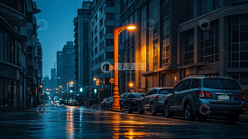 高清大图下载【趣麦麦图】晚上下雨后的城市