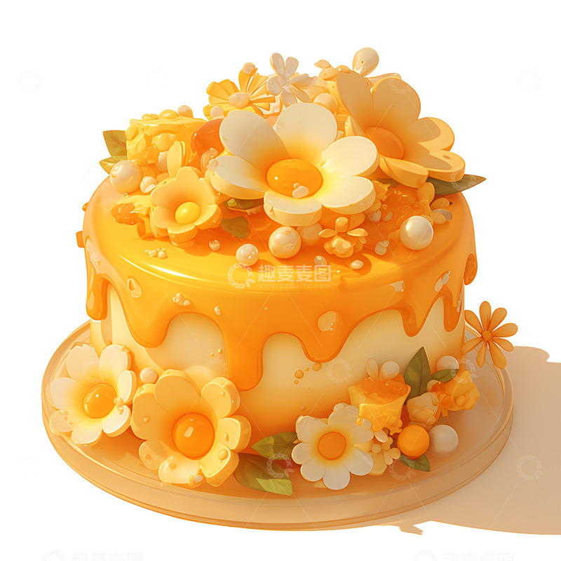 高清大图下载【趣麦麦图】卡通简约鲜花奶油蛋糕