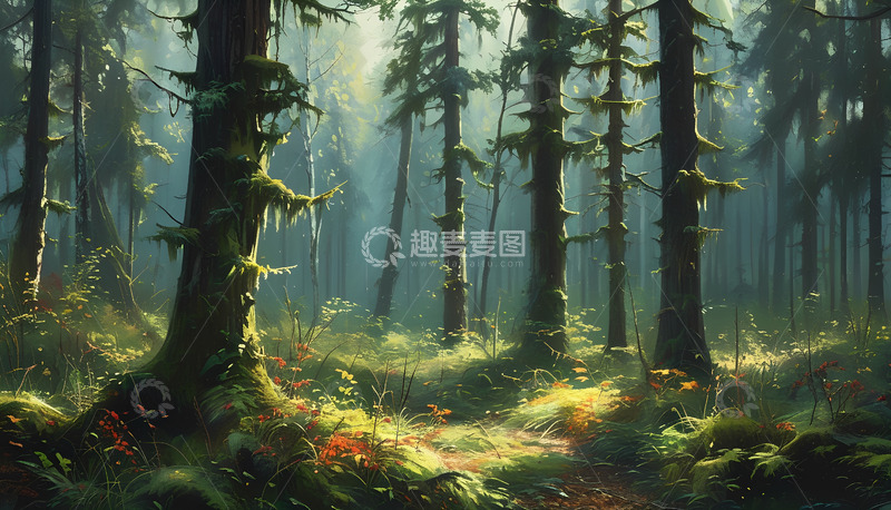 高清大图下载【趣麦麦图】大树树林阳光