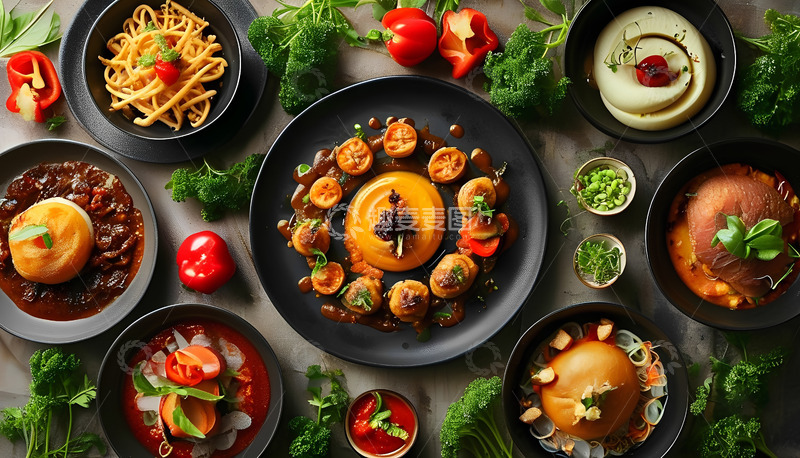 高清大图下载【趣麦麦图】一桌美味的小吃