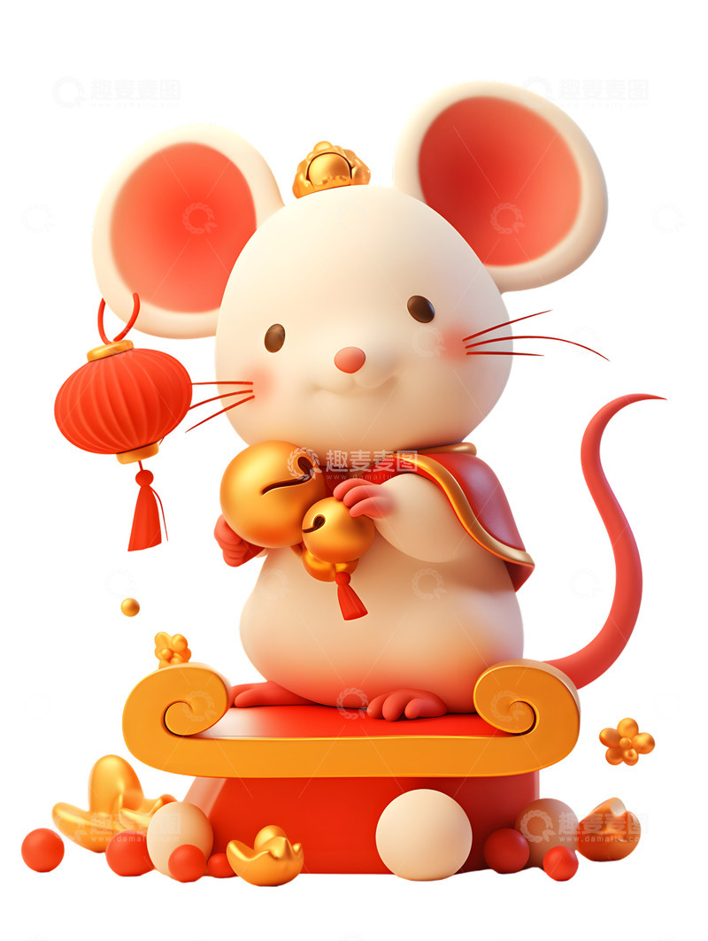 高清大图下载【趣麦麦图】可爱庆祝新年的老鼠