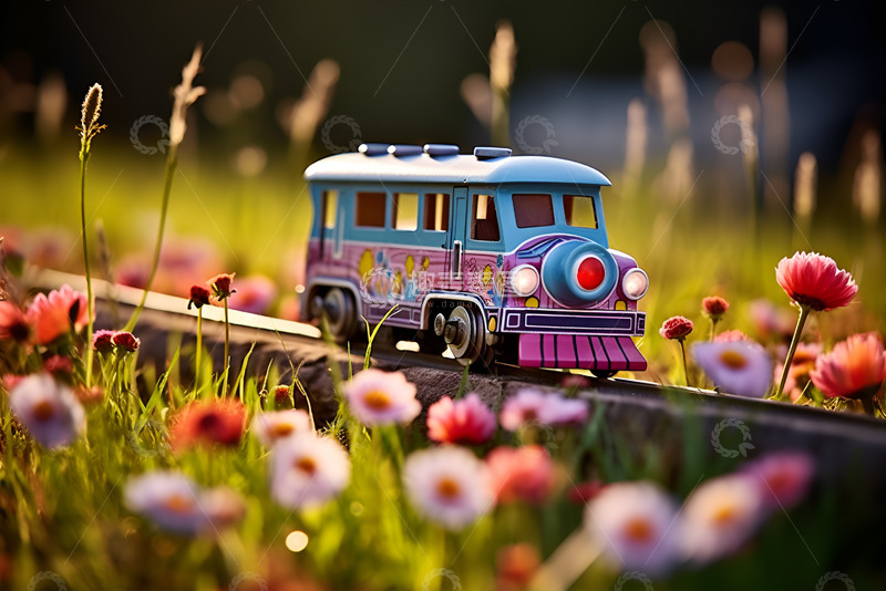 高清大图下载【趣麦麦图】玩具小火车户外特写