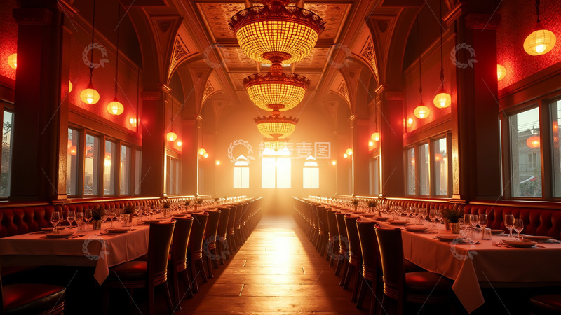 高清大图下载【趣麦麦图】灯笼餐桌灯光