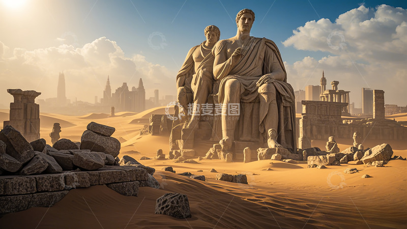 高清大图下载【趣麦麦图】阳光石像白云