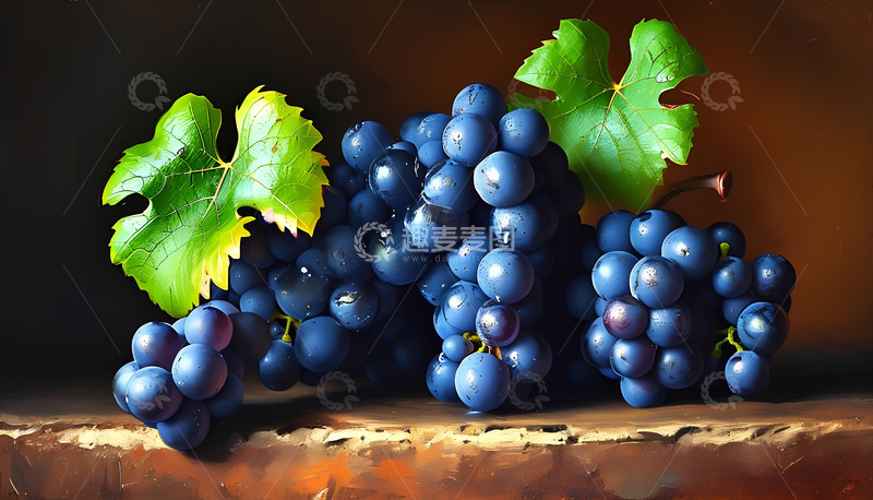 高清大图下载【趣麦麦图】葡萄熟了叶子
