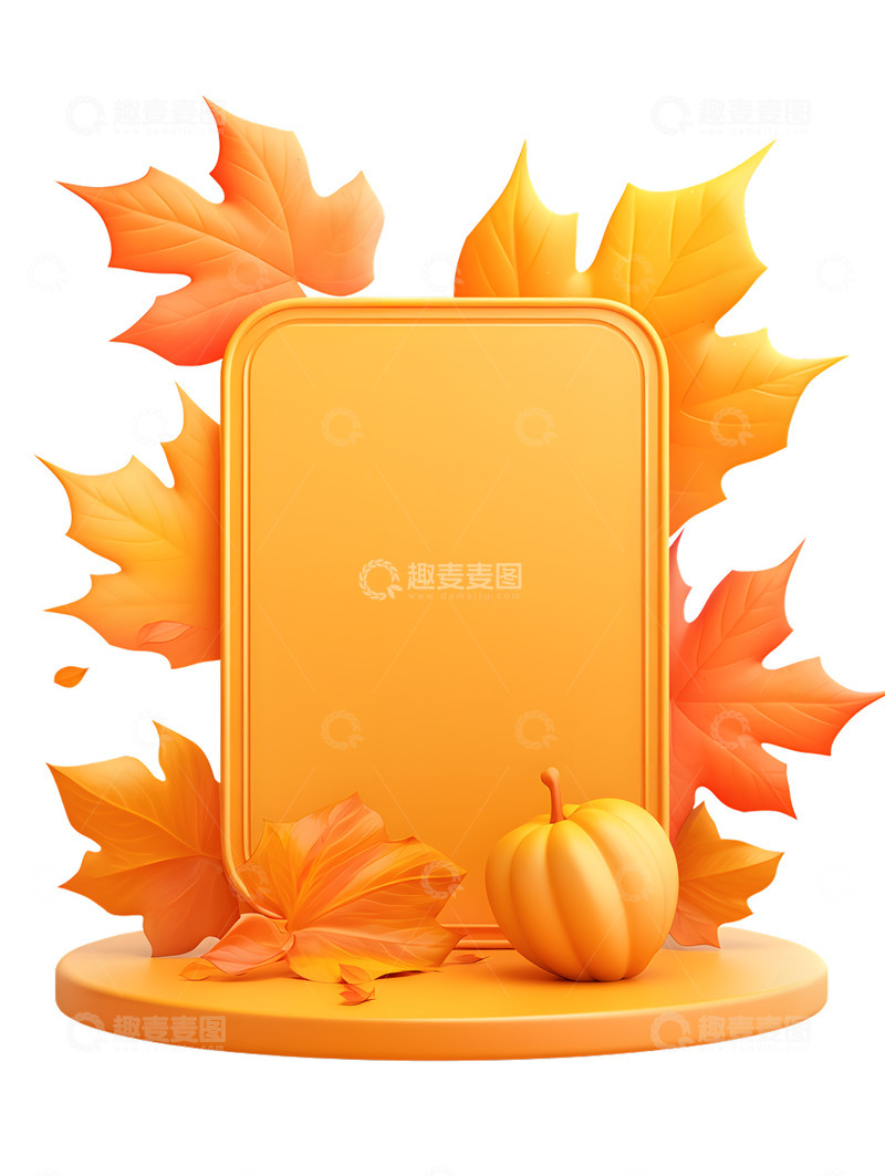 高清大图下载【趣麦麦图】秋天边框卡通落叶