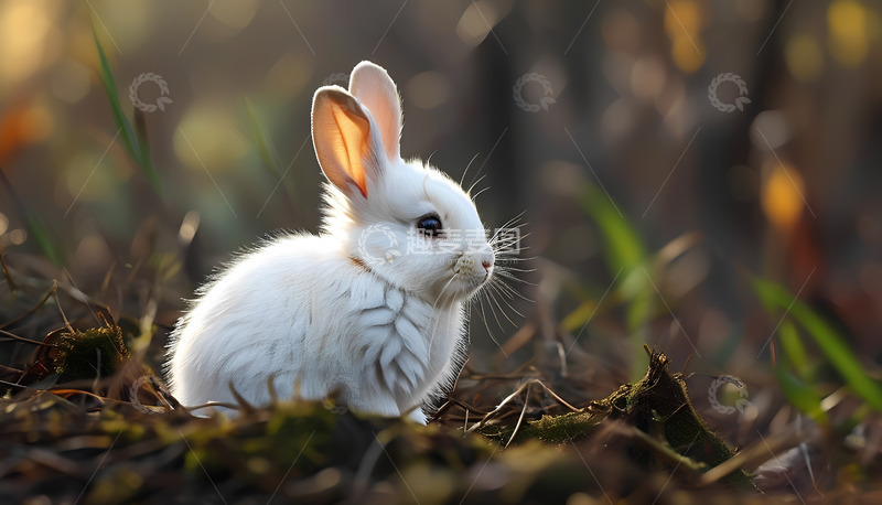 高清大图下载【趣麦麦图】兔子阳光地面