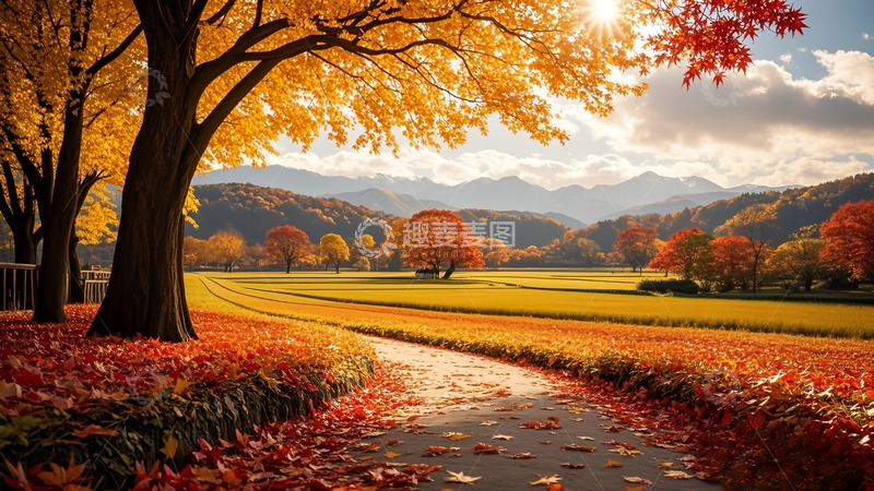 高清大图下载【趣麦麦图】树叶落叶白云