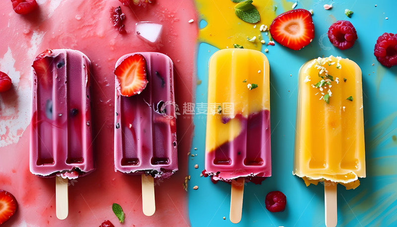 高清大图下载【趣麦麦图】黄色红色雪糕