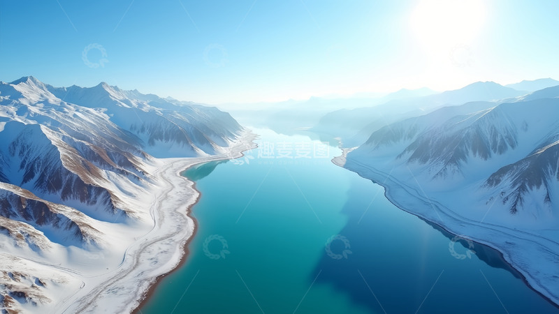高清大图下载【趣麦麦图】雪山河水大山