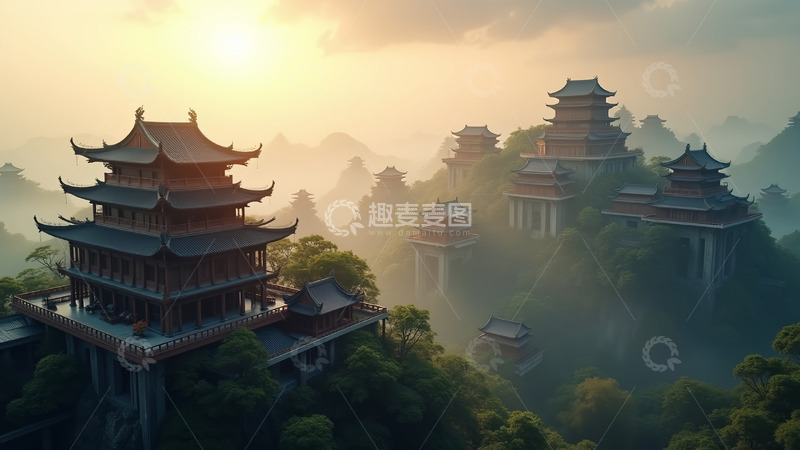 高清大图下载【趣麦麦图】阳光白云房子